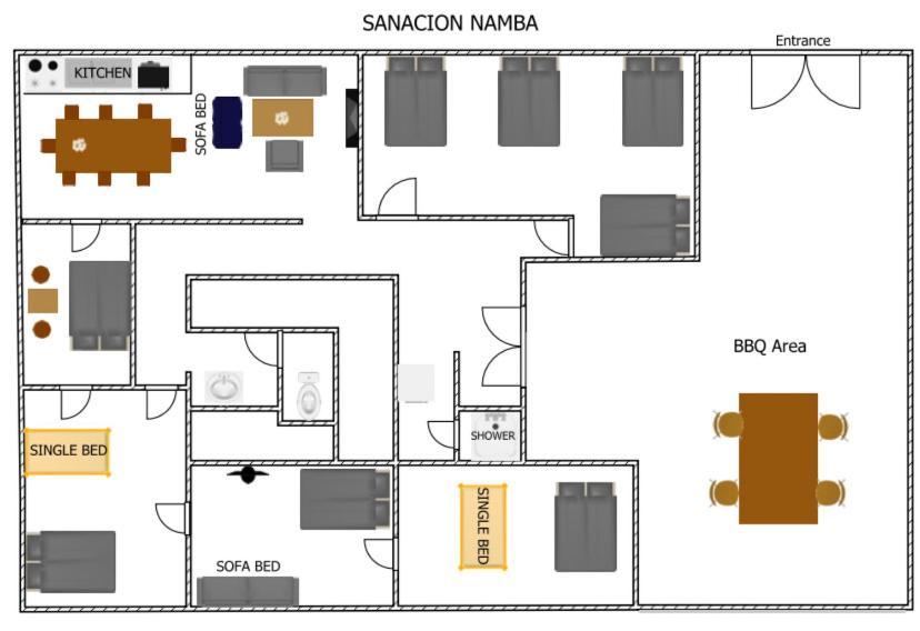 Sanacion Namba 難波千日前の5Ldk120平米 駅徒歩2分 広々バルコニーでバーベキューも可能 Apartment Osaka Bagian luar foto